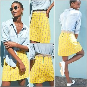 Anthropologie Yellow Mini Skirt